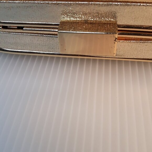 Lulu Townsend Gold Floral Clutch Handbag Party Wedding Date Night Event Festive - Picture 3 of 15